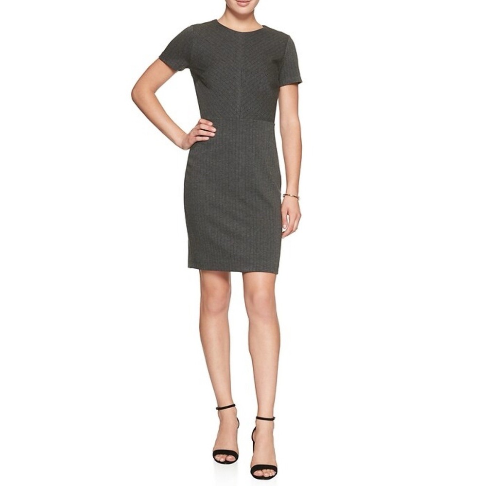 Banana Republic Women's Gray Striped Sheath Dress Stretch Size 12 New $79.99